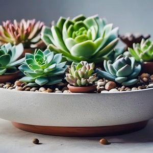 Succulent Photography - Vibrant Succulent Garden in Ceramic Planter for Wall Decor and Botanical Prints