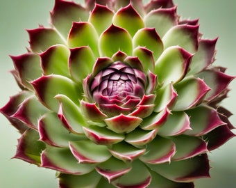 Succulent Photography - Sempervivum Jewel Close-Up for Botanical Wall Art and Prints