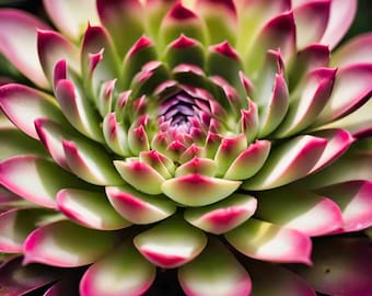 Blossoming Jewel Sempervivum Succulent - Macro Botanical Art for Elegant Home Decor