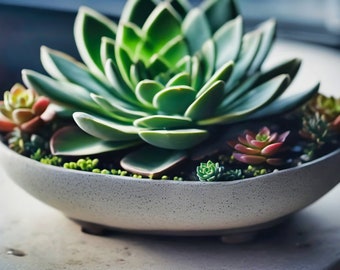 Succulent Photography - Succulent Garden in Ceramic Planter for Botanical Wall Decor and Art Prints