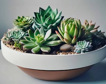 Succulent Photography - Whispering Greens in Modern Planter for Wall Decor and Botanical Art Prints