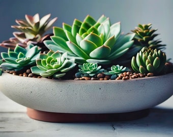 Succulent Photography - Whispering Greens Arrangement in Ceramic Planter for Wall Decor and Botanical Prints