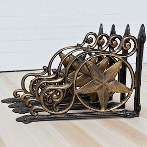 Set of 4 Hand Painted Cast Iron Star Shelf Brackets