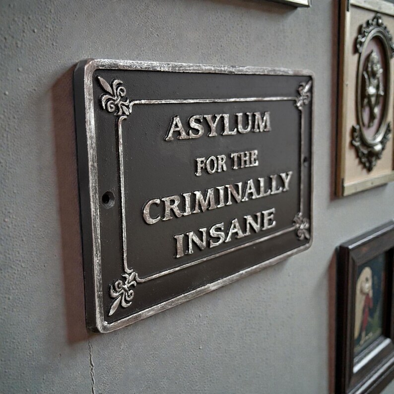 Asylum Lettering Asylum for the Criminally Insane Sign - Hand Painted Aluminum Plaque - Etsy