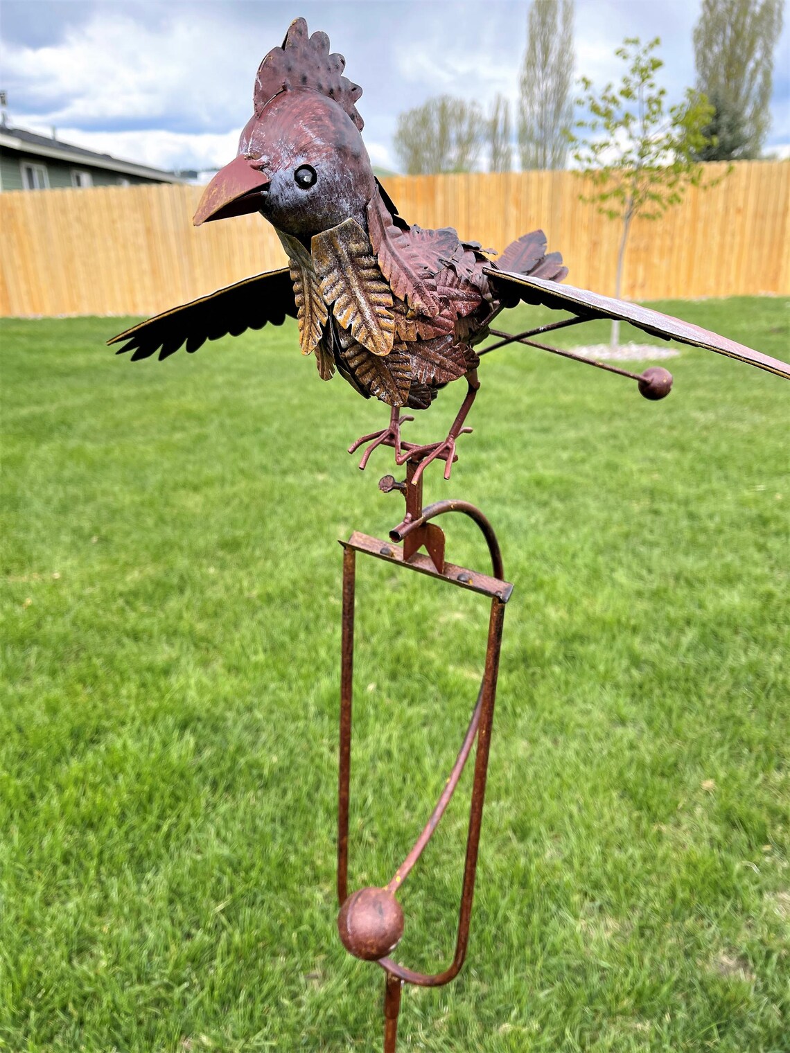 Kinetic Metal Roadrunner Road Runner Bird Yard Stake Wind Spinner ...