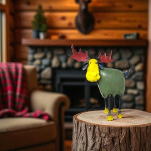 Rustic Small 8" Tall Repurposed Vintage Scrap Metal Moose Statue Home Farm Garden Decor