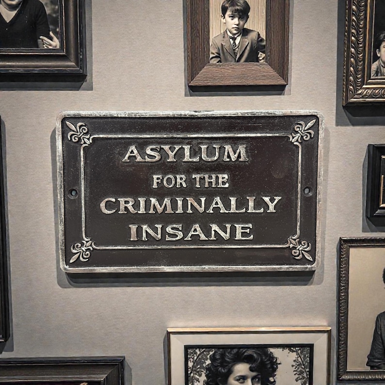 Asylum Lettering Asylum for the Criminally Insane Sign - Hand Painted Aluminum Plaque - Etsy