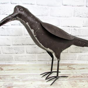 Rustic Primitive 22" x 13.25" Large Vintage Scrap Metal Crow Raven Statue Home Farm Garden Decor