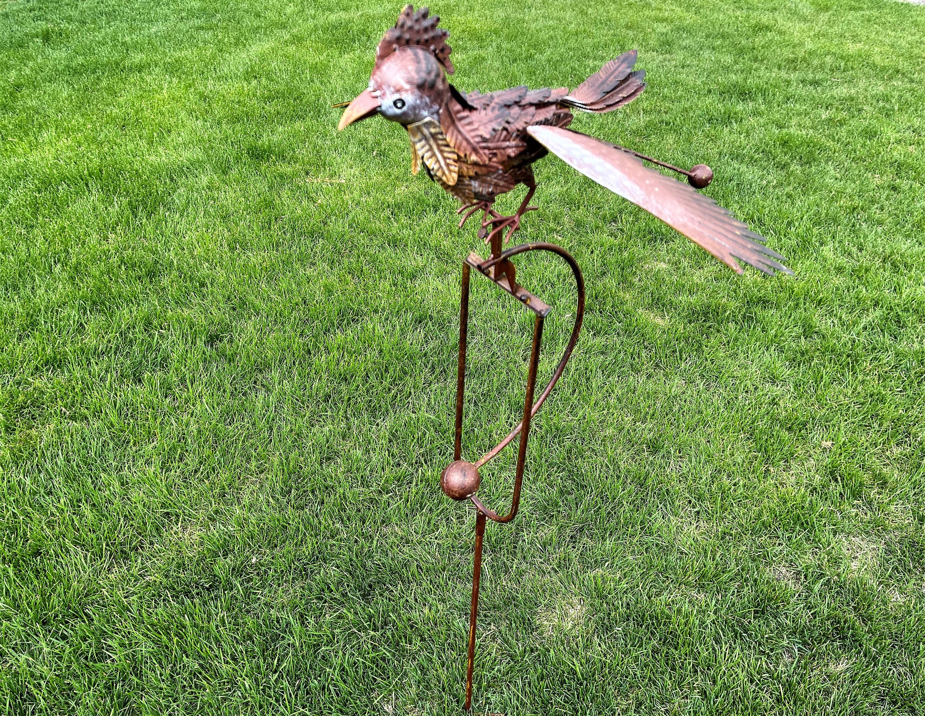 Kinetic Metal Roadrunner Road Runner Bird Yard Stake Wind Spinner ...