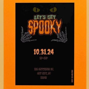 Plantilla moderna de invitación para fiesta de Halloween / Invitación editable para fiesta temática espeluznante / Tarjeta de cumpleaños imprimible o digital / Descarga instantánea