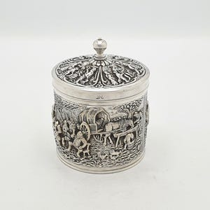 Vintage Dutch Silver Plated Repoussé Lidded Tea Caddy – circa 1960