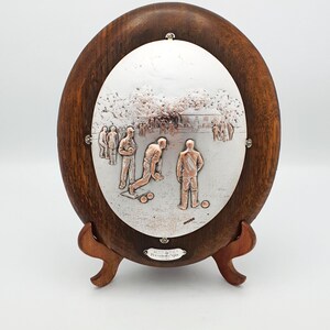 Antique Victorian 1899 Silver-Plated Lawn Bowling Award Plaque – Vintage Sports Trophy Decor