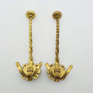 Lovely Pair of Antique Victorian Brass Coat Hooks – circa 1880 – Vintage Wall Set