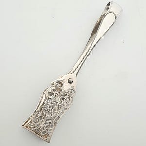 Victorian Solid Silver Serving Tongs, Hallmarked Antique, Dated 1899