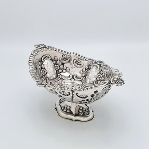 Lovely Antique Victorian Solid Silver Basket 1900 – Ornate Edwardian Silver Dish – English Silver Bowl