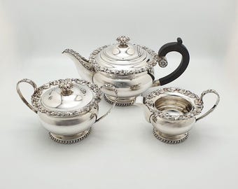 Antique Silver-Plated Tea Set: Grapevine Design, Circa 1920