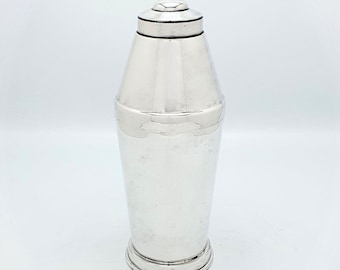 Art Deco Silver-Plated Cocktail Shaker, 1930s Vintage Barware, Collectible Drink Mixer