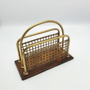 Lovely Edwardian Brass & Oak Letter Rack – Vintage Desk Organizer c.1905 Office Decor