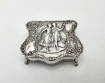 Antiek Edwardiaans zilveren sieradendoosje 1910 – antiekzilveren snuisterijdoosje – gestempelde make-updoos – elegant cadeau-idee