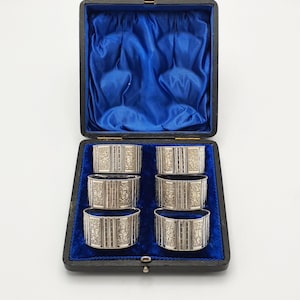 Nice Set of 6 Antique Edwardian Silver-Plated Napkin Rings – circa 1905