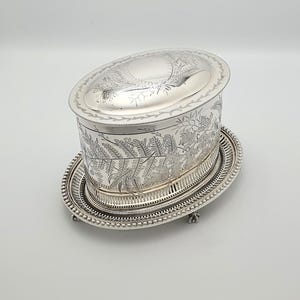 Lovely Antique Victorian Silver-Plated Oval Biscuit/Cookie Jar – circa 1880