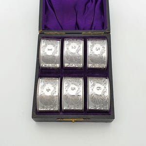 Boxed Set of 6 Antique Victorian Silver-Plated Numbered Napkin Rings – circa 1890 – Numbered Table Setting