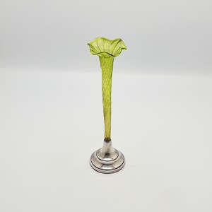 Pretty Antique Edwardian Glass Flute with Sterling Silver Base - 1903