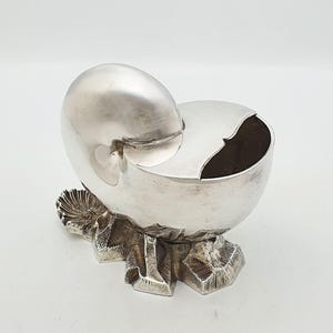 Antique Victorian Silver Plated Nautilus Shell Spoon Warmer - circa 1890