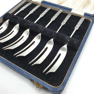 Lovely Set of Six Solid Silver Liberty and Co. Pastry / Dessert Forks - 1926