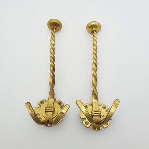 Lovely Pair of Antique Victorian Brass Coat Hooks – circa 1880 – Ornate Wall Hangers