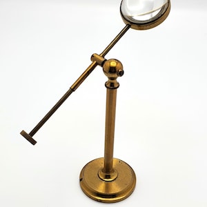 English Victorian Brass Pivoting Magnifying Glass on Stand - Antique - circa 1890