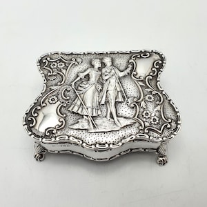 Antique Edwardian Silver Jewellery Box 1910 – Antique Silver Trinket Box – Hallmarked Vanity Box – Elegant Gift Idea
