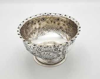 Antique Victorian Sterling Silver Bowl by Elkington & Co 1900 Ornate Silver Dish