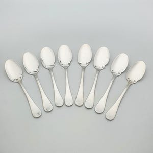 Set of 8 French Silver-Plated Dessert Spoons by Christofle – circa 1960 – Vintage Christofle Flatware