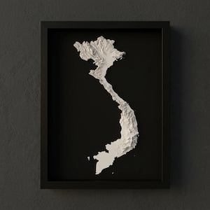 Vietnam Map 3D Wall Art - Vietnamese Heritage Gift, Framed Topography Shadow Box, Moving Away Housewarming Gift, Southeast Asia Decor