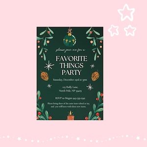 Favorite Things Party Invitation, Holiday Invitation, Christmas Party Invitation