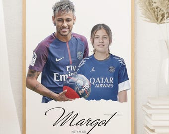 Presente personalizado de futebol do Neymar – Presente personalizado para fãs do Neymar, Decoração de quarto de futebol do Neymar, Pôster do Neymar, Presentes personalizados de futebol do Neymar para fãs,