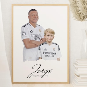 Kylian Mbappe Custom Football Gift – Personalized Mbappe Fan Gift, Soccer Room Decor, Mbappe Poster, Custom Football Gifts for Fans
