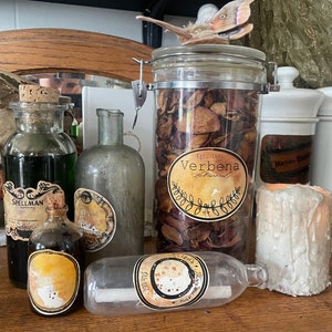 Weathered Apothecary labels witch Spooky Halloween herbs pantry mason jar speciman