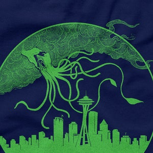 Seattle Kraken Interactive Tee on an American Apparel Tee original, hand printed and interactive image 1