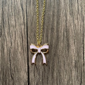 Pink Bow Charm Necklace
