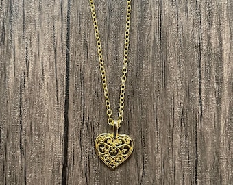 Gold Heart Charm Necklace
