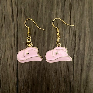 Pink Single Star Cowboy Hat Earrings
