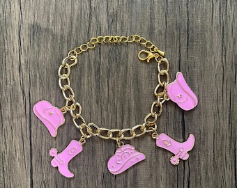 Pink Western Charm Bracelet