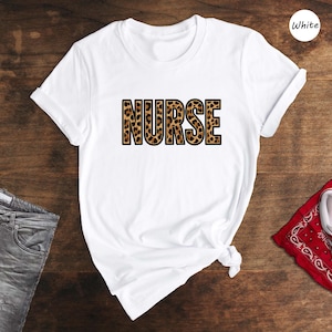 Comfort Colors® Leopard Nurse Shirt, Nurse T-shirt, Rn Shirt, Nursing School Shirt, Registered Nurse Shirt, Nurse Gift