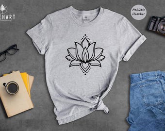Lotus Flower Shirt, Mandala Yoga Tee, Namaste Meditation T-Shirt, Zen Spiritual Gift for Yoga Lovers
