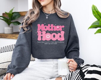 Motherhood Coquette Bow Sweatshirt, Mothers Day Sweatshirt, Motherhood Sweatshirt, Retro Mom Sweatshirt, Funny Mom Sarcastic Mama Sweatshirt