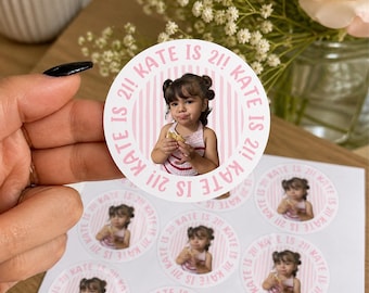 Custom Photo Birthday Stickers, Personalized 21st Party Vinyl Decals (UV Printed)