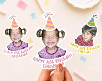 Custom Photo Birthday Stickers, Personalized Waterproof Vinyl Decals