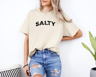 Salty Retro Beach Tee, Funny Summer Vacation Shirt, Sarcastic Coastal Top